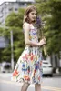 Women's Runway Dress Turn Down Collar Sleeveless Printed Elastic Waist Fashion Summer Dresses