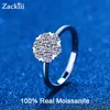 Real Engagement Ring Brilliant VVS Diamond Halo Wedding Band For Women Sterling Silver Flower Bouquet Promise Ring 2208139367328