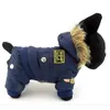 Tuta con cappuccio impermeabile Abbigliamento per cani di piccola taglia Airman Fleece Winter Coat Snowsuit Outdoor Cat Parka Jacket Cloth Drop Y200328