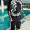 Summer Men s T shirt Male Casual Suit Simple Type Short Sleeve Shorts Oversized 3D Printing 2 piece Set 220621