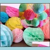 Party Decoration Event Supplies Festive Home Garden Round Paper Honeycomb Ball With Tissue Flower Chinese L DGP