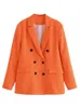 Kadınlar Suits Blazers 2022 Kadın Moda Ofisi Giymek Çift Kesin Kelime Paltosu Vintage Uzun Kollu Cepler Kadın Dış Giyim Şık Ceket
