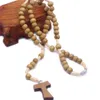 Katholieke rozenkrans kralen Handgeweven houten kruis ketting Gebed christelijke kerkbenodigdheden