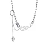 Streetwear Flame Choker Halsband Silver Color Metal Beads Chain Heart Pendant Halsband smycken Tillbehör