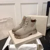 デザイナーの女性レースアップアンクルブーツKhaki Grey High Top Fashion Womanフラットブーツサイズ35-40