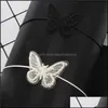 Chokers Bohemian Crystal Butterfly Choker Black Lace Beaded Pave Insect Charm Pendant Necklace For Women And Girls Drop Dhseller2010 Dhnc1