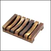 2 Styles Natural Wooden Bamboo Soap Dish For Bath Shower Plate Bathroom Drop Delivery 2021 Dishes Accessories Home Garden Hf7Up