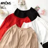 Aproms Satin doux dos nu noeud papillon T-shirt femme été mode à manches longues mince T-shirt basique haut court pour femmes vêtements 220321