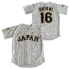 Camisetas masculinas Béisbol Japón 16 Ohtani Autor Sportswear Bordado de costura de hip-hop negro Cultura callejera 2022 Summermen's Men'smen's