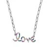 New Trend Link Chain Letter Love Charm Pendant Necklace for Hip Hop Women Jewelry with Cz Paved Wholesale Initial Name Jewelrys