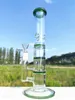 10 Inch 26CM Straight Heady Bong Three Layers Filter Green Glass Bongs With Top Spinal Filter Water Pipe Hookah Local Warehouse