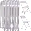 US Stock Set of4 Plastic Folding Chairs Wedding Party Event Stol Commercial White Chairs for Home Garden Use
