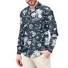 Men's Casual Shirts Fashion Mens Shirt Flamingos Hawaiian Stand-up Collar Plus Size 6XL Long Sleeve Buttons