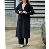 Kadın Trençkotları Kadınlar Sonbahar İnce Pamuk Keten Ceket Giyim Düz Renk Gevşek Basit Keten Palto Palto Kadın Retro Tek Çirkin Çekiler