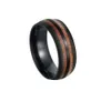 Stainless Steel Ring Band Wood Double Rows Rings for Men Women Fashion Fine Jewelry Gift Will and Sandy