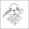 Keychains Fashion Accessories 30Mm Stainless Steel Pet Pendant Square Memorial Keychain Bag Decoration Key Ring Creativity Crafts Gift Drop