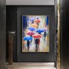 Abstrato retrato pinturas a óleo impressão na tela nórdica menina segurando uma parede guarda -chuva imagens de arte para decoração de parede em casa