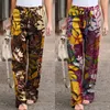 Fashion Linen Women Pants Autumn Casual Drawstring Wide Leg Pant Loose Vintage Print Trousers Plus Size Work Long Pantalones 5XL 2205