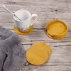 6st Pu Leather Marble Coaster Drink Coffee Cup Mat Easy to Clean Placemats Round Tea Pad Table Holder Onderzetters 220610