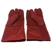 Leather Gloves Dark Red Fireplace Stove Cleaning Welds Seams Long-Lined Welding Glove Are Extremely Warm 43.6x17.5x3cm 220505