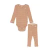 Conjuntos Enkelibb Clothing Baby Manga Longe Bodysuit e calça Basic Style Boy Garota Menina Listrada Roupas Sui 190