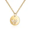 30pcs Lotus Stael Stael Flower w okrągłym naszyjniku dla kobiet Femme Minimalistyczna pusta otwarta Om Yoga Symbol Charm wisiew