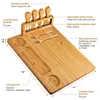 Stock de EE. UU., 7 piezas, tabla de queso de bambú, cuchillo para queso, rebanador de queso, tenedor, cuchara cortada, herramientas de cocina, tabla de cortar de bambú, tablas para quesos de madera W1041002FF