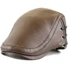 Bérets Mode PU cuir casquettes coupe-vent homme béret bandeau chapeau printemps casquette plate Casquette chaude sangle latérale Boina MasculinaBérets Wend22