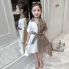Adolescentes filles robe vêtements bébé enfants rayé à manches courtes robe d'été vêtements fille causale ceintures enfant en bas âge es 220426