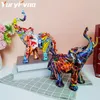 YuryFvna Nordic Painting Graffiti Elephant Sculpture Figurine Art Elephant Statue Creatieve Hars Ambachten Woondecoratie 220406