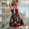 Meninas vestidos bebês crianças roupas bebê maternidade inserling sling vestido de costas crianças impressão de flor Princesa d dhfxu