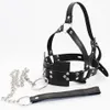 sexy Bondage PU Leather Slave Head Harness With Mouth Muzzle Strap Fetish Restraints Gag Ball BDSM Adult Game1405004