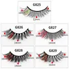 3D Faux Mink Eyelashes 5 Pairs Colorful Party Red Pink Green Natural Looking Soft False Eyelashes