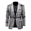 2023 Spring New Light Luxury Luxury Business Dust Dust Disual Trend Trend Plaid Print Supal Suit All-Match Slim Coat Man Big Fat Man