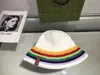 Bucket Hat Vintage Colorful Crochet Stingy Brim Hats Rainbow Knitted Hats Women Summer 2022 Elasticity