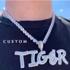 Custom Name Words Baguette Letters Pendant Gold Silver Color Charm AAAA Zirconia Men's Hip Hop Necklace Chain Rock Jewelry