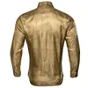 Men's Dress Shirts Barry.Wang 4XL Luxury Gold Paisley Silk Men Long Sleeve Casual Flower For Designer Fit Shirt BY-0084Men's