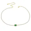 Rainbow Choker Necklace For Lady Women Trendy Delicate Thin CZ Tennis Chain Birthstone Diamond Fashion Jewelry