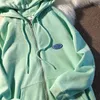 Kvinnors hoodies tröjor koreanska mode godis färg kvinnor tröja överdimensionerad lös sport utomhus söt flicka blixtlås casual huvtrå