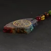 Keychains Chakra Car Pendant Reiki Natural Stone Crystal Resin Energy Orgone Bag Charm Key Pendants Healing Pendulum SuspensionKeychains