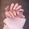 Faux ongles 24 pièces Mini Floral faux tête longue pointue Style doux fini morceau d'ongle avec gelée Gel/colle amovible gagner du temps NIN668 Prud22