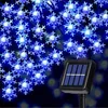 Guirlande lumineuse solaire lumières de flocon de neige de Noël en plein air avec 8 modes lumière de patio à énergie solaire étanche pour décor de fête de jardin