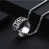 Colar de pingente colar de anel corea hip hop titânio aço jóias masculino casal