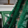 Rideau Tentures Vert Plaid Creux Rideaux Américain Crochet Treillis Épissure Partition Pour Salon Porte Baie FenêtreRideau