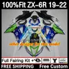 OEM-Fülle Kit für Kawasaki Ninja ZX-6R ZX 636 ZX636 ZX6R 19 20 21 22 Bodywork 6dh.89 ZX 6r ZX-636 2019 2020 2021 2022 Rahmen 600cc 19-22 Injektionsformform Metall Blau Blau