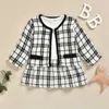 Fille vêtements mignons bébé pour qualité matériel concepteur deux pièces robe et veste manteau à la mode enfant en bas âge filles costume tenue