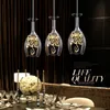 Hanglampen moderne kristallen wijnglazen bar kroonluchter plafond licht lamp led verlichting hangende eetkamer fixturependant