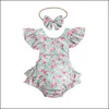 Rompers JumpsuitSrompers Baby Kids Clothing Baby Maternity Girls Floral Print Flying Sleeve Romper Spädbarn Todd Dhso7