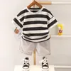 Boy Set Baby Boys Suit Cotton Summer Casual Outing Clothes Top Shorts 2PCS Clothing for Children's Infant Stripe Kids Fashion 220507