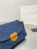 Borsa a tracolla a tracolla da donna di vendita calda Borsa a tracolla di marca di lusso Borsa a mano vintage Borse in denim Borsa a tracolla grande Borsa a tracolla in catena d'oro Designer con patta Taglia 30 cm